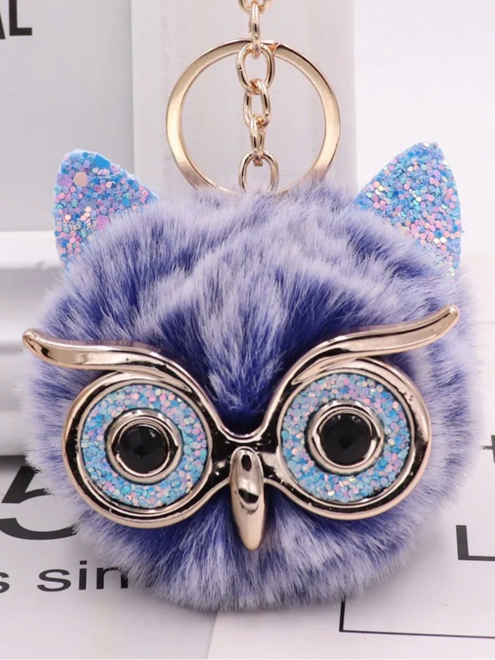 1pc Fashion Trend Owl Plush Key Chain Imitation Rabbit Hair Ball Bag Pendant - Picture 15 of 16